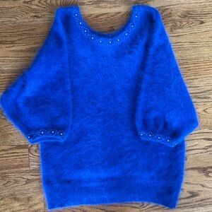 Vintage 80s Shelton Rabbit Hair Royal Blue Sweater